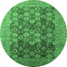 Round Oriental Emerald Green Industrial Rug, urb3251emgrn