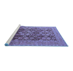 Sideview of Machine Washable Oriental Blue Industrial Rug, wshurb3251blu
