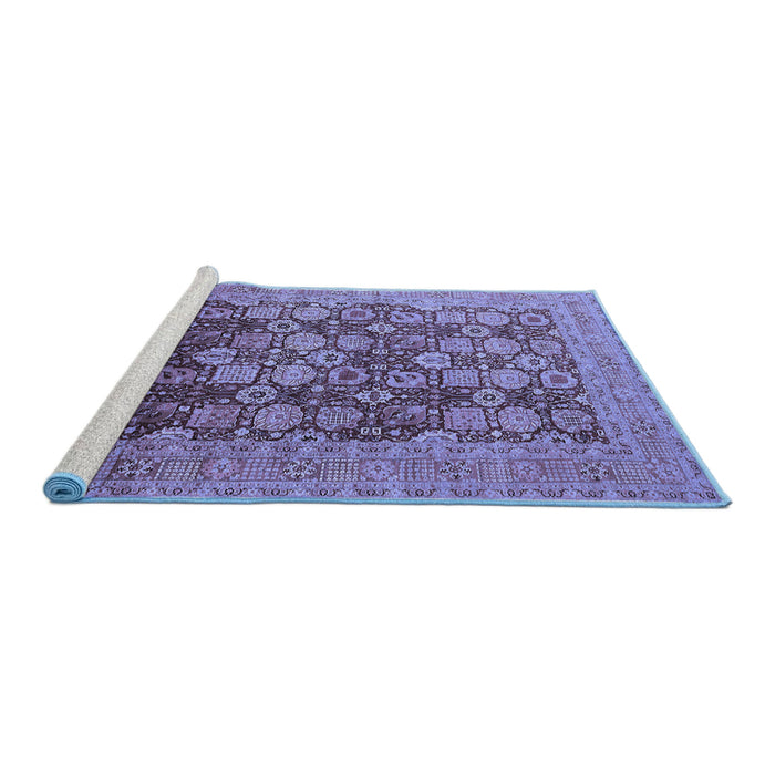 Sideview of Machine Washable Oriental Blue Industrial Rug, wshurb3251blu