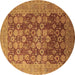 Round Machine Washable Oriental Brown Industrial Rug, wshurb3251brn