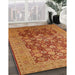 Mid-Century Modern Orange Oriental Rug in Family Room, urb3251