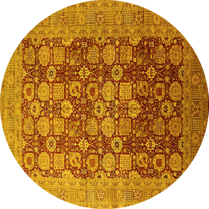 Round Oriental Yellow Industrial Rug, urb3251yw