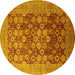 Round Oriental Yellow Industrial Rug, urb3251yw