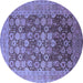 Round Machine Washable Oriental Blue Industrial Rug, wshurb3251blu