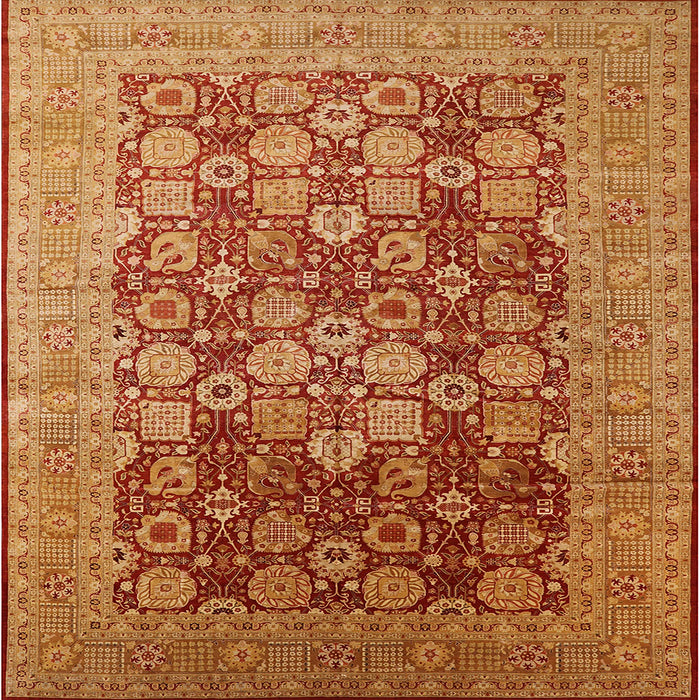Square Mid-Century Modern Orange Oriental Rug, urb3251