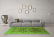 Machine Washable Oriental Green Industrial Area Rugs in a Living Room,, wshurb3251grn