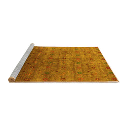Sideview of Machine Washable Oriental Yellow Industrial Rug, wshurb3252yw