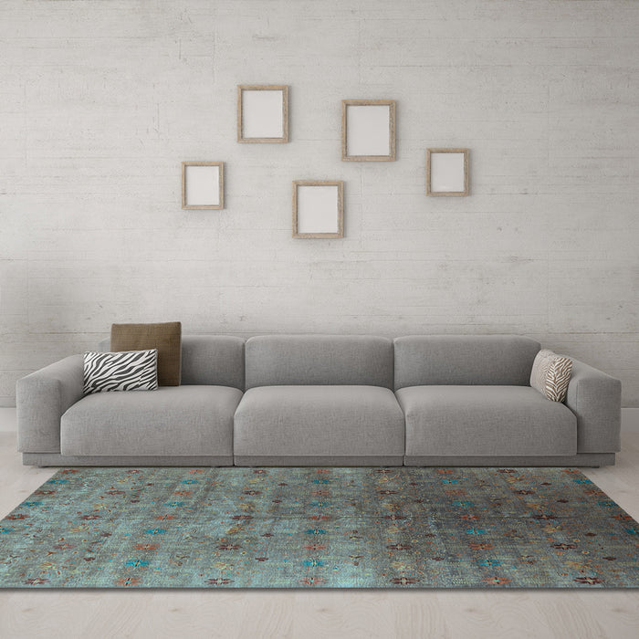 Machine Washable Oriental Light Blue Industrial Rug in a Living Room, wshurb3252lblu