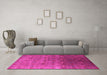 Machine Washable Oriental Pink Industrial Rug in a Living Room, wshurb3252pnk