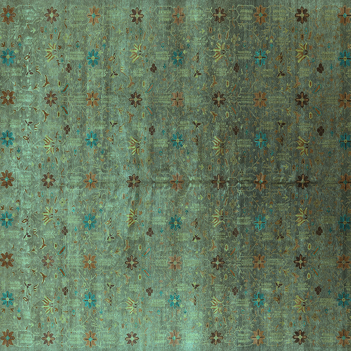 Square Oriental Turquoise Industrial Rug, urb3252turq