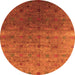 Round Machine Washable Oriental Orange Industrial Area Rugs, wshurb3252org