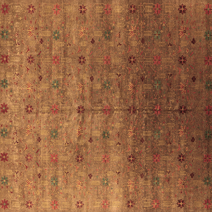 Square Machine Washable Oriental Brown Industrial Rug, wshurb3252brn