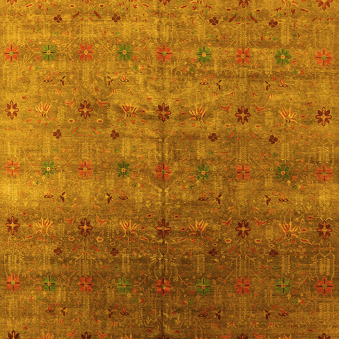 Machine Washable Oriental Yellow Industrial Rug, wshurb3252yw