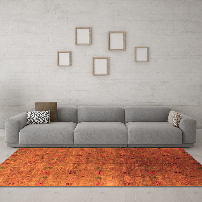 Machine Washable Oriental Orange Industrial Area Rugs in a Living Room, wshurb3252org