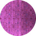 Round Machine Washable Oriental Purple Industrial Area Rugs, wshurb3252pur