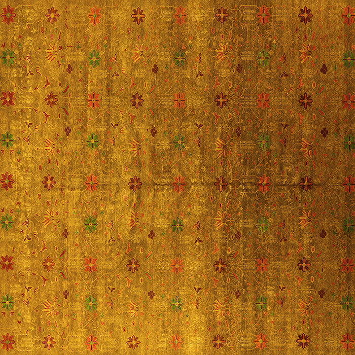 Square Machine Washable Oriental Yellow Industrial Rug, wshurb3252yw