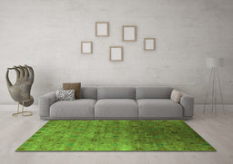 Machine Washable Oriental Green Industrial Area Rugs in a Living Room,, wshurb3252grn