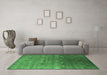 Machine Washable Oriental Emerald Green Industrial Area Rugs in a Living Room,, wshurb3252emgrn