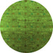 Round Oriental Green Industrial Rug, urb3252grn