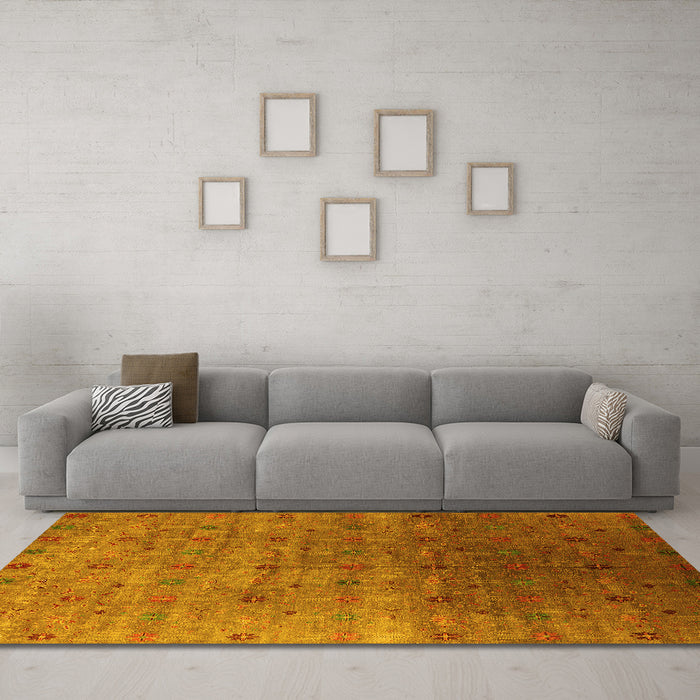 Machine Washable Oriental Yellow Industrial Rug in a Living Room, wshurb3252yw