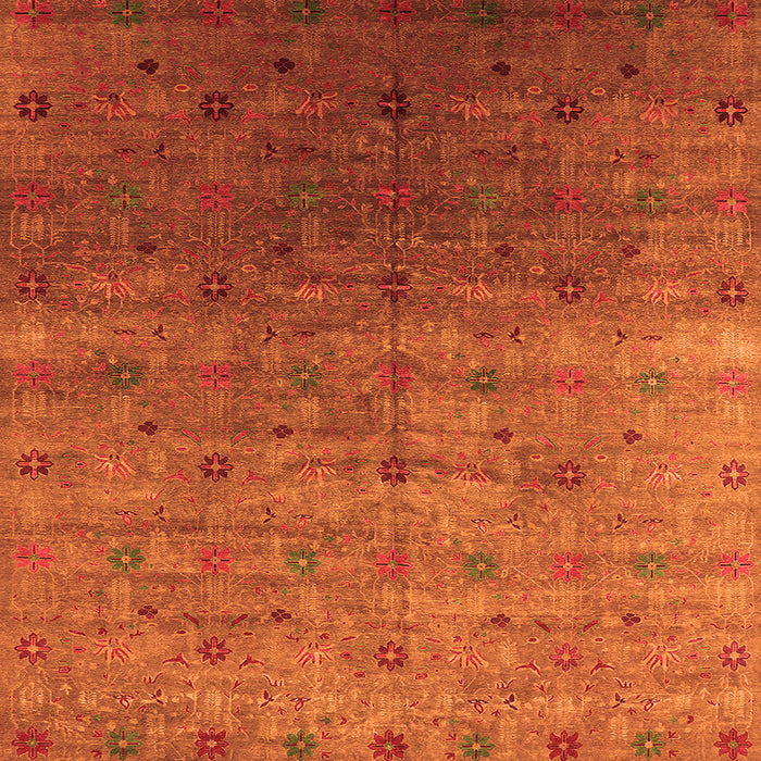 Square Oriental Orange Industrial Rug, urb3252org