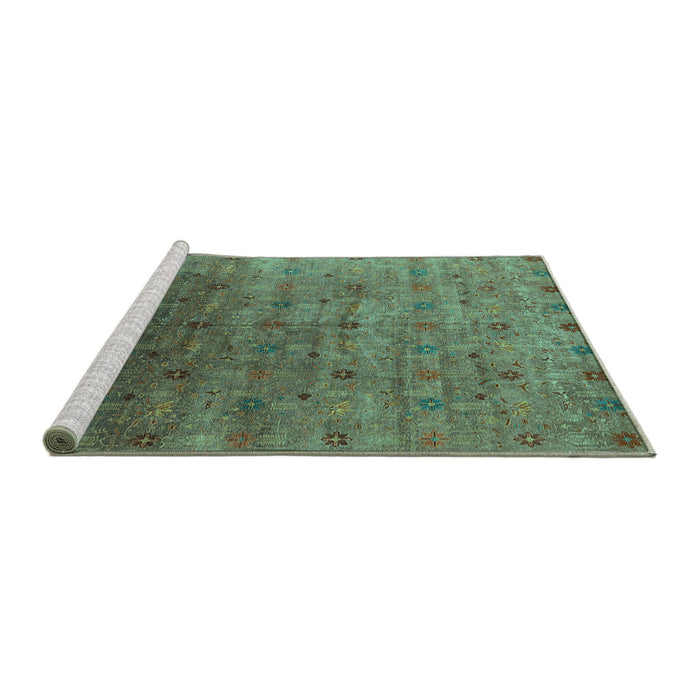 Sideview of Machine Washable Oriental Turquoise Industrial Area Rugs, wshurb3252turq