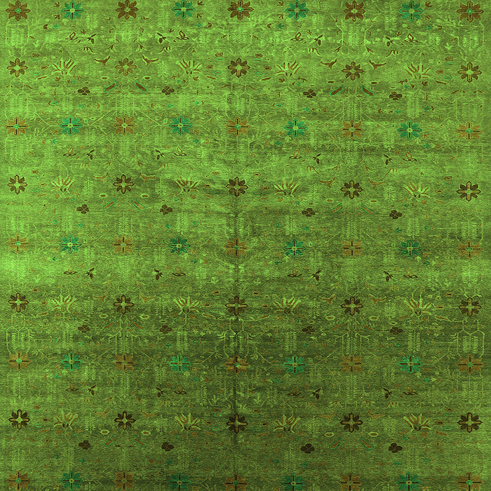 Square Machine Washable Oriental Green Industrial Area Rugs, wshurb3252grn