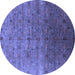 Round Oriental Blue Industrial Rug, urb3252blu