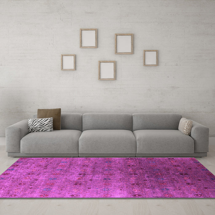 Machine Washable Oriental Purple Industrial Area Rugs in a Living Room, wshurb3252pur