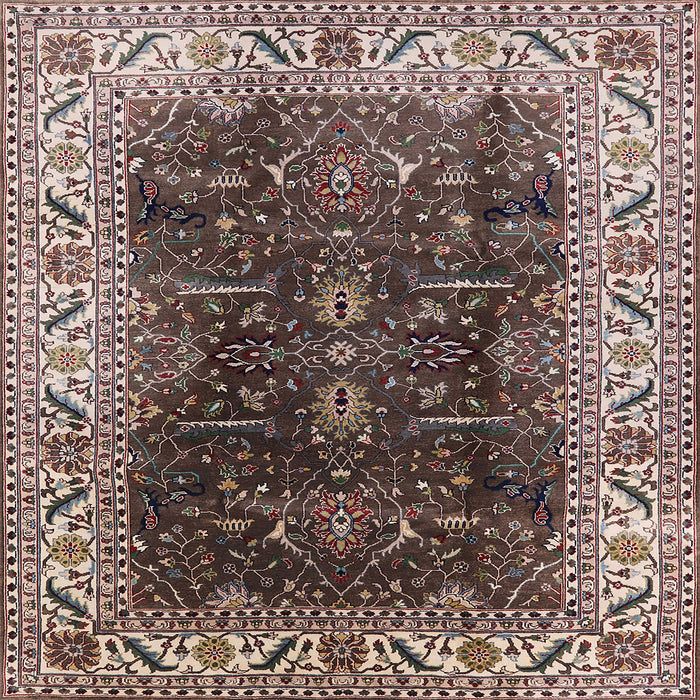 Square Mid-Century Modern Bakers Brown Oriental Rug, urb3253