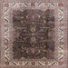 Square Mid-Century Modern Bakers Brown Oriental Rug, urb3253