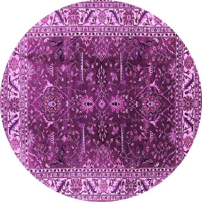 Round Machine Washable Oriental Pink Industrial Rug, wshurb3253pnk