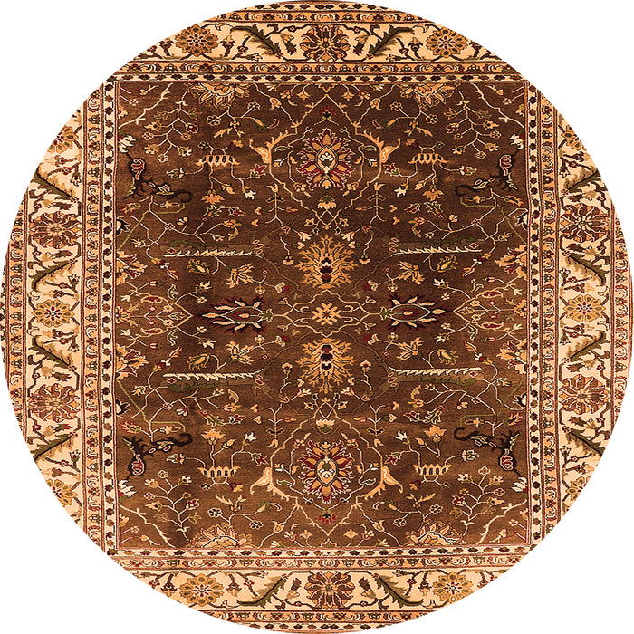 Round Oriental Orange Industrial Rug, urb3253org