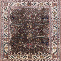 Square Machine Washable Industrial Modern Bakers Brown Rug, wshurb3253