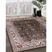 Mid-Century Modern Bakers Brown Oriental Rug in Family Room, urb3253