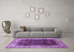 Machine Washable Oriental Purple Industrial Area Rugs in a Living Room, wshurb3253pur
