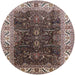 Round Mid-Century Modern Bakers Brown Oriental Rug, urb3253