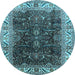 Round Oriental Light Blue Industrial Rug, urb3253lblu