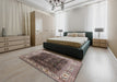 Mid-Century Modern Bakers Brown Oriental Rug in a Bedroom, urb3253