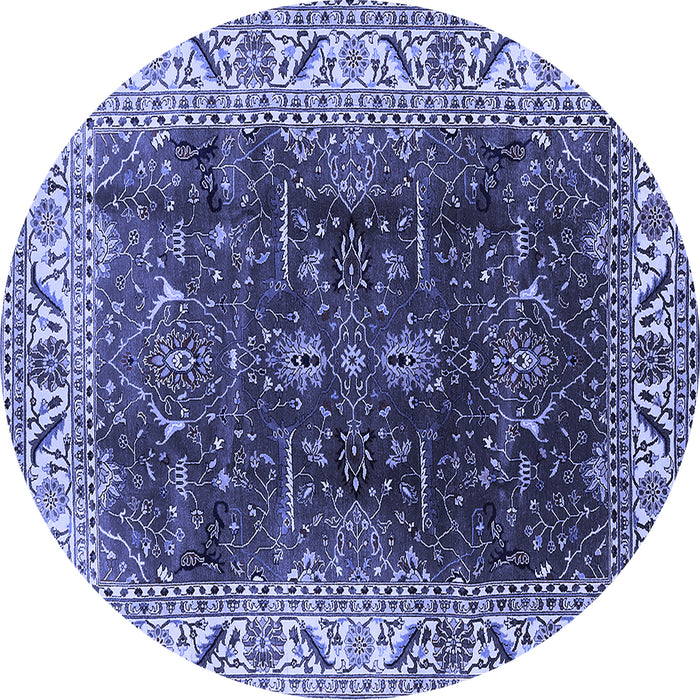 Round Oriental Blue Industrial Rug, urb3253blu