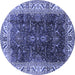 Round Oriental Blue Industrial Rug, urb3253blu