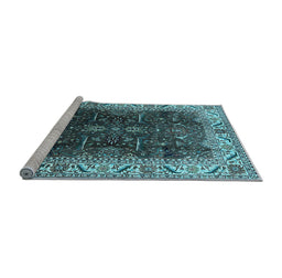 Sideview of Machine Washable Oriental Light Blue Industrial Rug, wshurb3253lblu