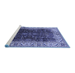 Sideview of Machine Washable Oriental Blue Industrial Rug, wshurb3253blu