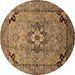 Round Oriental Brown Industrial Rug, urb3254brn