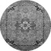 Round Machine Washable Oriental Gray Industrial Rug, wshurb3254gry