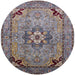 Round Machine Washable Industrial Modern Purple Rug, wshurb3254