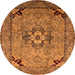 Round Machine Washable Oriental Orange Industrial Area Rugs, wshurb3254org