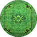 Round Oriental Green Industrial Rug, urb3254grn