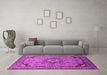 Machine Washable Oriental Pink Industrial Rug in a Living Room, wshurb3254pnk