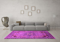 Machine Washable Oriental Pink Industrial Rug, wshurb3254pnk